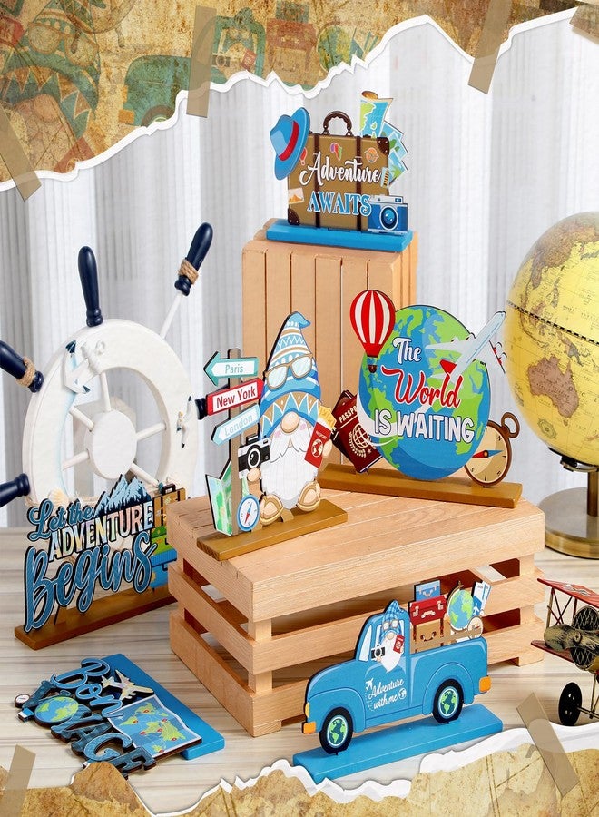 Blosssound 6 Pcs Travel Theme Party Decorations Table Centerpieces Travel Around The World Table Sign Bon Voyage Party Decor for Let The Adventure Begin Going Away Favor Supplies - Image 4